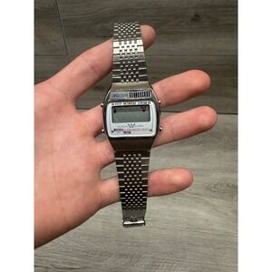 Vintage Ambassador Musical Alarm Digital Watch Silver Tone Metal Link Bracelet